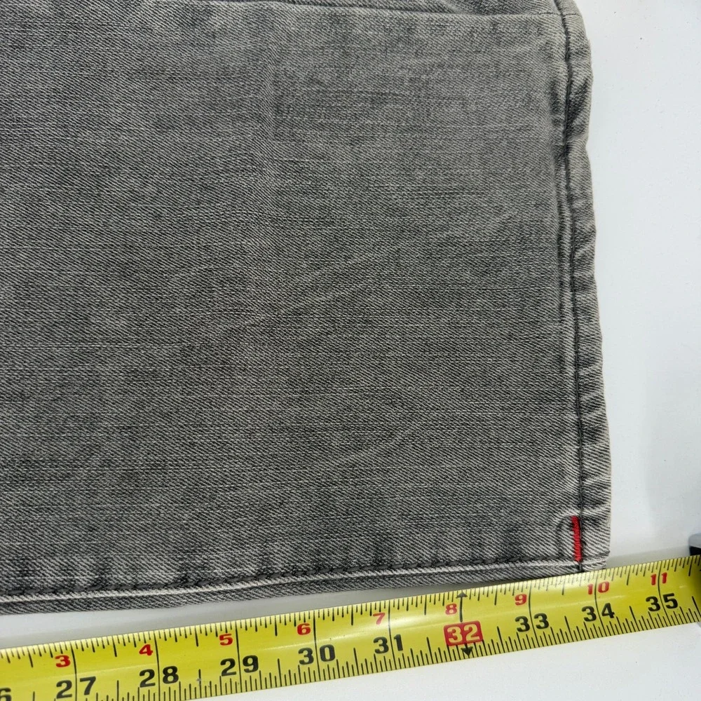 True Religion Ricky Relaxed Straight Gray Jeans Mens 40 Red Stitching